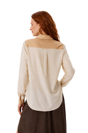 Classic Slim Fit Women Sepia-Gold Oxford Cotton