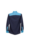 Dark Navy Mandarin Collar Popover Shirt