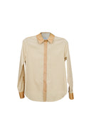 Classic Slim Fit Women Sepia-Gold Oxford Cotton