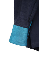 Dark Navy Mandarin Collar Popover Shirt