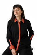 Classic Slim Fit Women Black Oxford Cotton