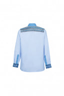 Light Blue Mandarin Collar Popover Shirt