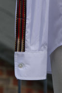 White Cotton Shirt with Orange Details
