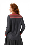 Classic Slim Fit Women Smoked Grey Oxford Cotton
