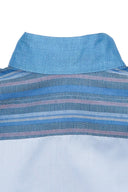 Light Blue Mandarin Collar Popover Shirt