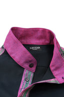 Black Mandarin Collar Popover Shirt