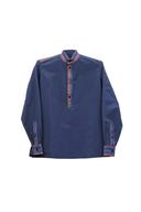 Petrol Blue Collar Popover Shirt