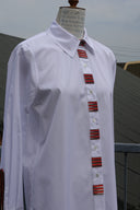 White Cotton Shirt with Orange Details