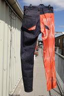 Navy Orange Denim Pants