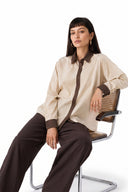 Classic Slim Fit Women Sepia Oxford Cotton