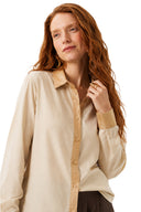 Classic Slim Fit Women Sepia-Gold Oxford Cotton