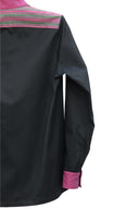 Black Mandarin Collar Popover Shirt