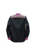 Black Mandarin Collar Popover Shirt