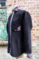Black Long-Sleeve Velvet Shirt