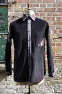 Black Long-Sleeve Velvet Shirt