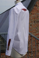 White Cotton Shirt with Orange Details