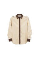 Classic Slim Fit Women Sepia Oxford Cotton