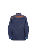 Petrol Blue Collar Popover Shirt